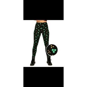 Tipsy Elves Metallic Cluster High Waisted St Paddy's Day leggings size large